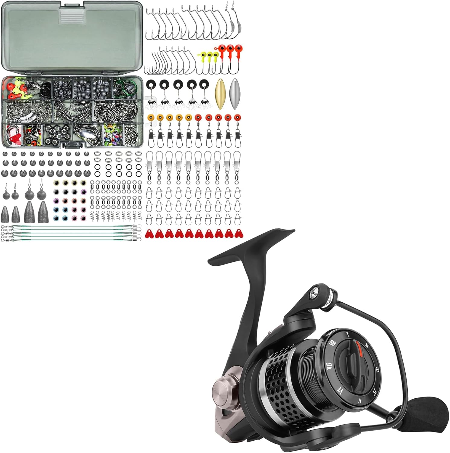 TRUSCEND Spinning Fishing Reel, Industrial Durable-Strength, High Speed & Stability, Widely Used Fishing Bait Rigs, Selected Fishing Lures & Tackle Kit for Freshwater Fishing, Perfect Fishing Gift