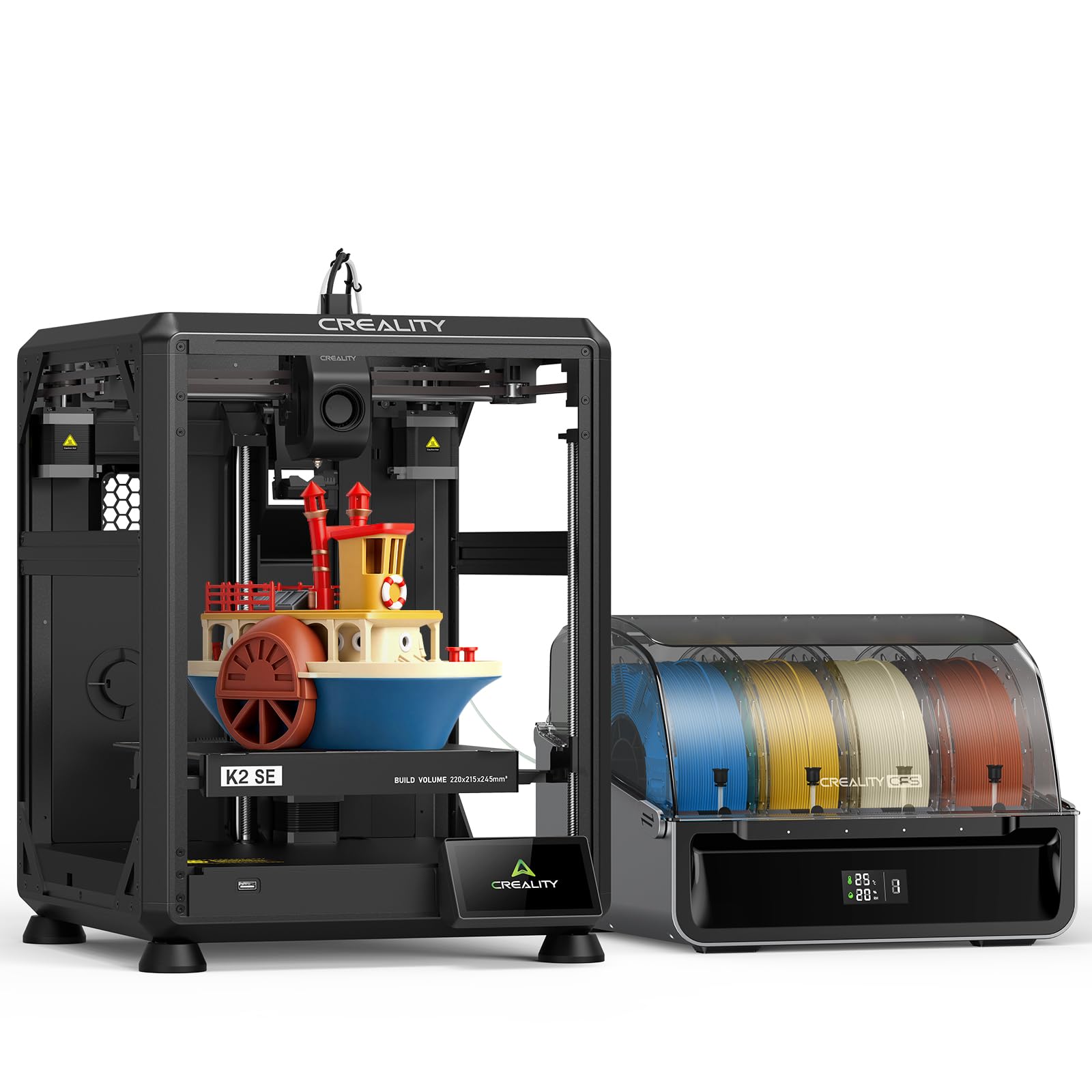 Creality Impresora 3D K2 SE Combo con CFS, impresión 3D Multicolor, hasta 16 Colores, 500 mm/s de Alta Velocidad, nivelación automática, extrusora de Unidad Directa, 220 x 215 x 245 mm