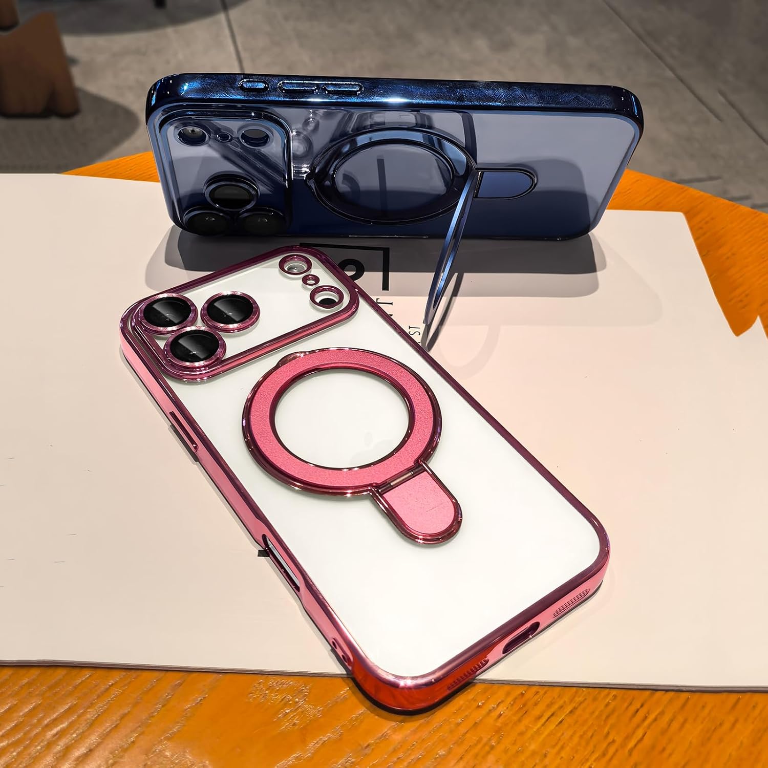 LXK Magnetic Invisible Stand for iPhone 17 Pro Case 6.3" Compatible with MagSafe, Military-Grade Protection, with Camera Protector, Clear Scratch-Resistant Back Cover for iPhone 17 Pro, Deep Blue - Image 3