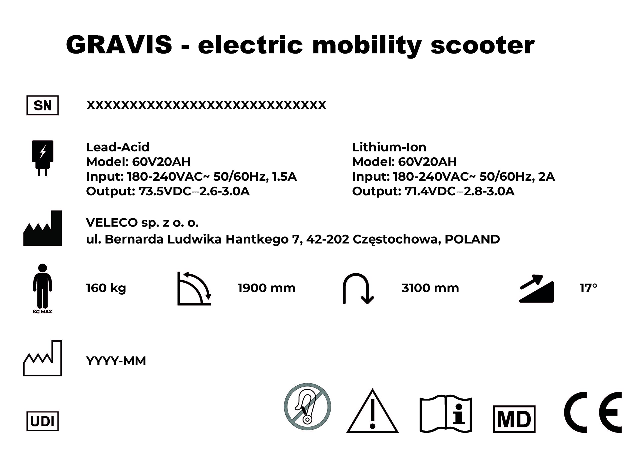VELECO GRAVIS - Dispositivo de movilidad personal de 4 ruedas - Totalmente ensamblado y listo para usar - Seguro y estable - Full LED Lightning - Amplio almacenamiento y portavasos(Negro)