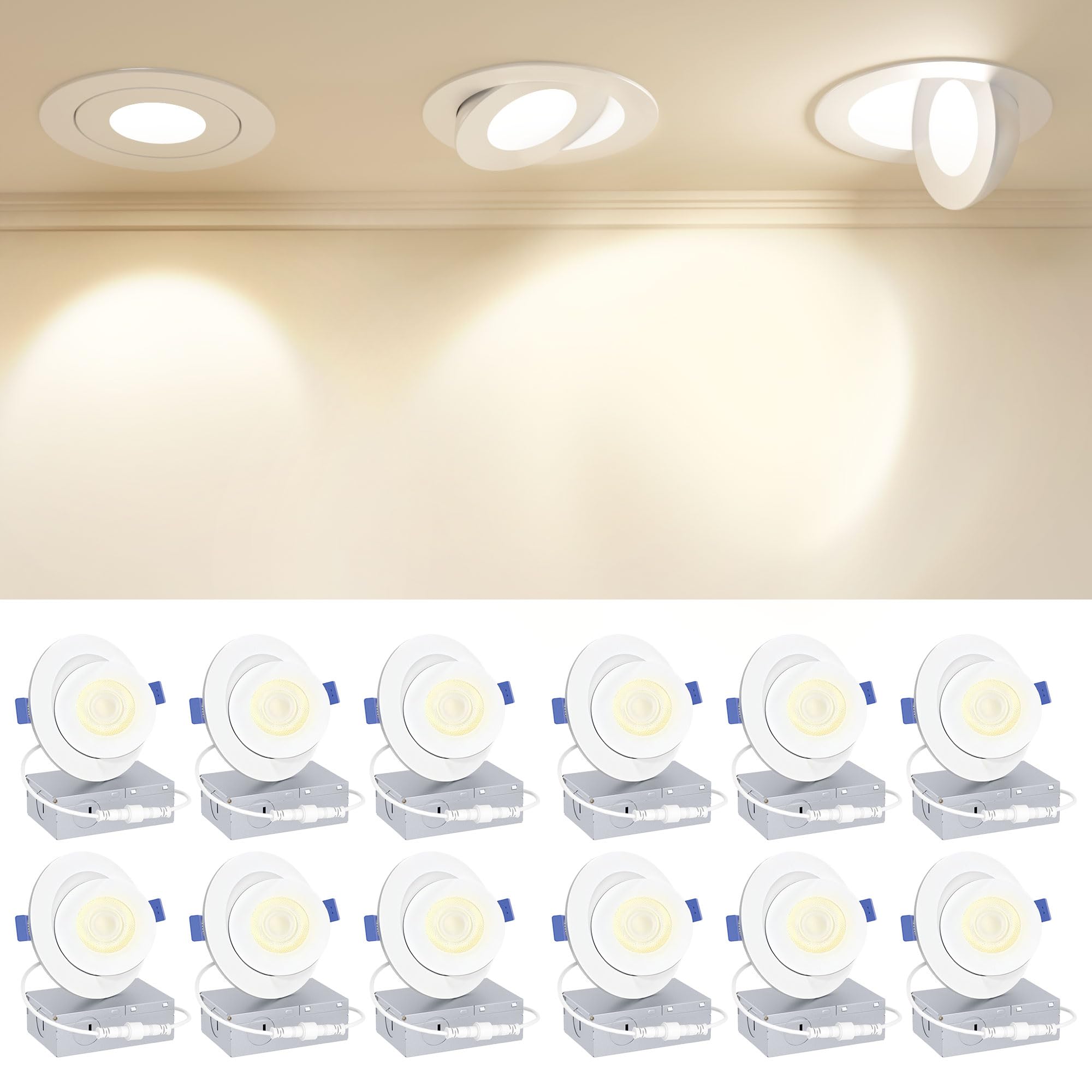 Ensenior 12 Pack 4 inch Gimbal Led Recessed Light - recessed lighting | Mubboo