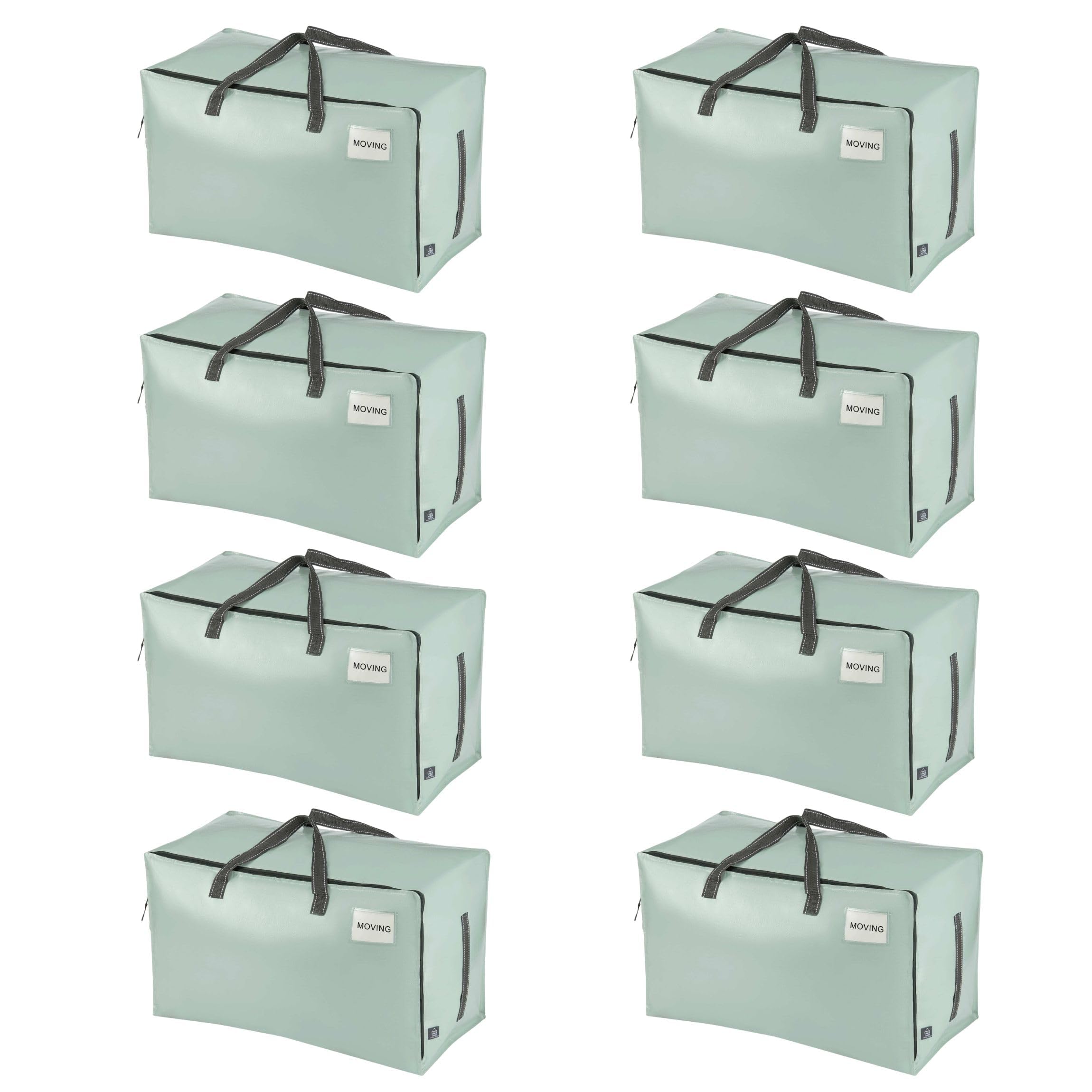 VENO 102 liter grote opbergtas, opbergdoos met deksel, sterke handgrepen, verhuiszakken met ritssluitingen, alternatieve verhuisdozen, opvouwbare kledingopslag (grijs, verpakking van 10 stuks