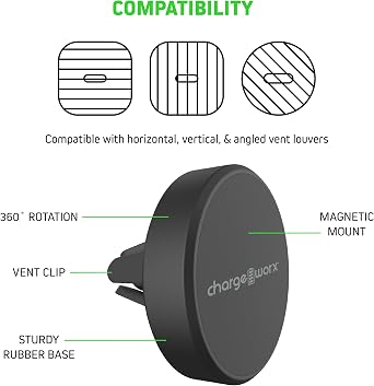 Magnetic Phone Mount for Car Air Vent, Universal Holder, 360 Rotation Base