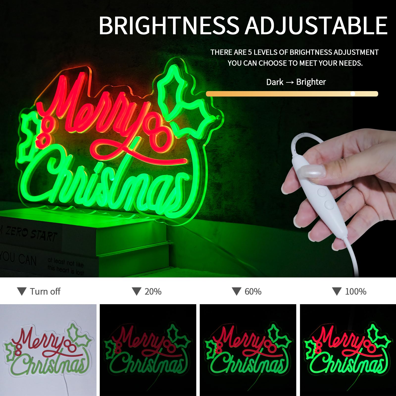 Letrero de neón de Feliz Navidad para habitación, letreros de neón para decoración de pared, letrero LED para habitación, decoración del hogar, fiesta