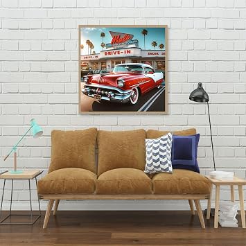 KTHOFCY 5D DIY Diamond Painting Kits for Adults, Classic Amertcan Muscle car Full Drill Embroidery Cross Stitch Crystal Rhinestone Paintings Pictures Arts Wall Decor Painting Dots Kits 11.8X11.8 inch