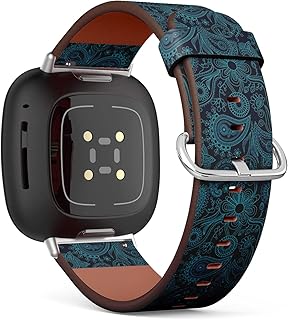 CJBROES Replacement Leather Watch Band, Compatible with Fitbit Versa 3 and Fitbit Sense of Wristband Bracelet Accessory - Graphic Floral