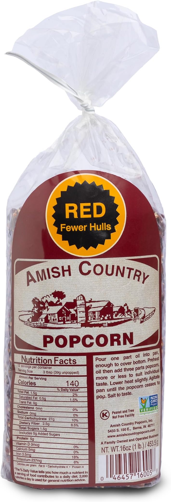 Amish Country Popcorn | 1 lbs Bag | Red Popcorn Kernels | Old Fashioned, Non-GMO and Gluten Free (Red - 1 lbs Bag)