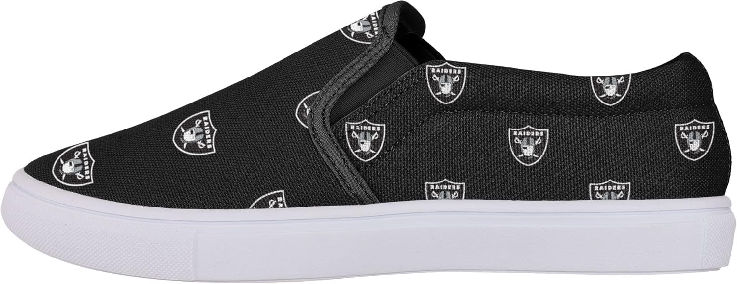 FOCO NFL Womens NFL Team Ladies Repeat Logo Slip on Canvas Shoes