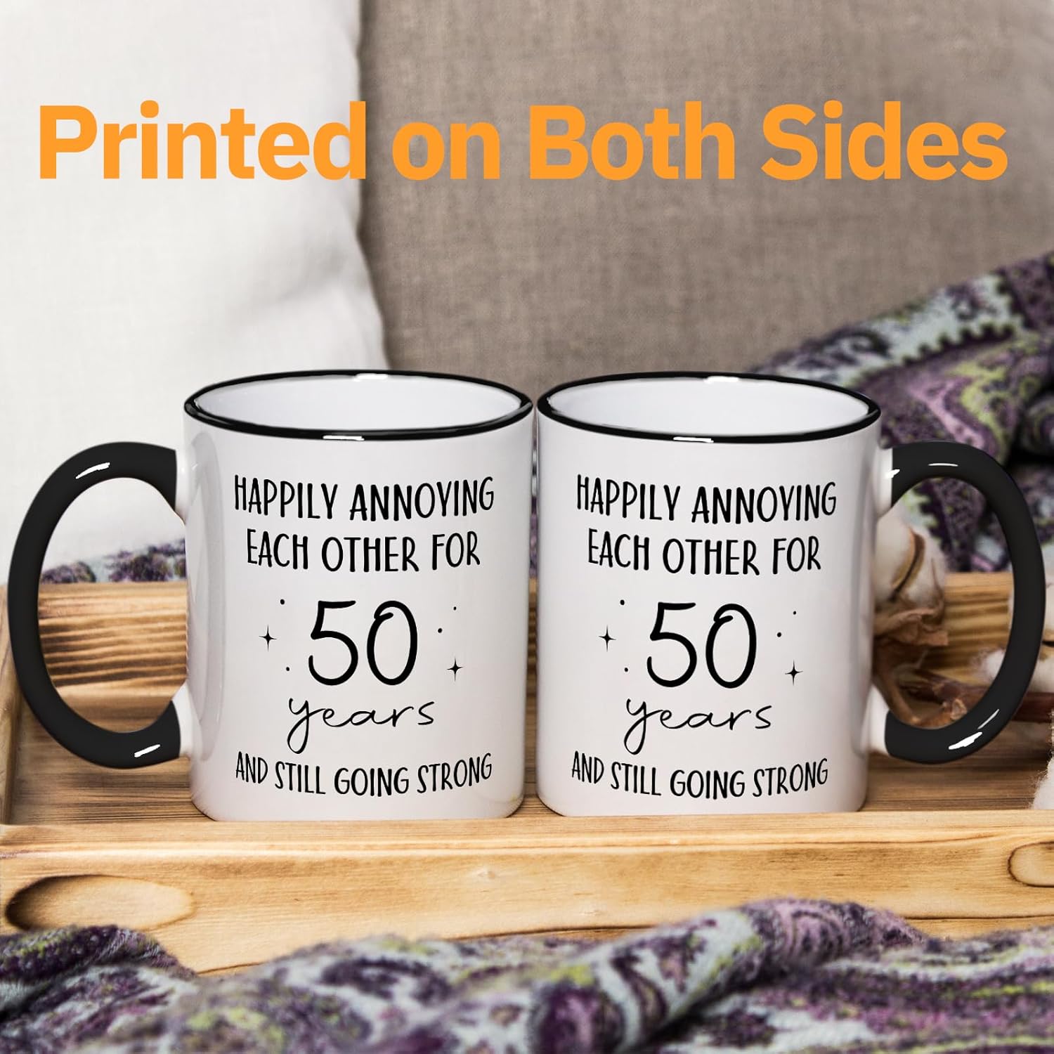Shqiueos 50th Wedding Anniversary Mug Funny Gifts for Husband Wife - 50 Years of Marriage, Golden Anniversary for Couples, Him Her, Ceramic Coffee Cup for Spouse, Partner, Valentines Day, Christmas - Image 7