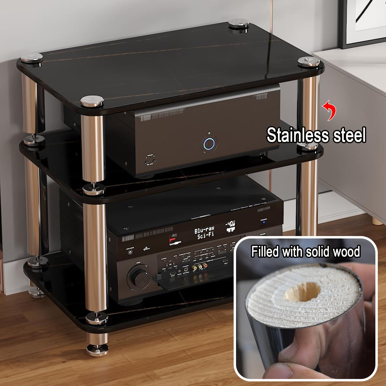 Nordivo HiFi Schrank Mit Glastüren - Moderner Audioregal Für Deine Anlage