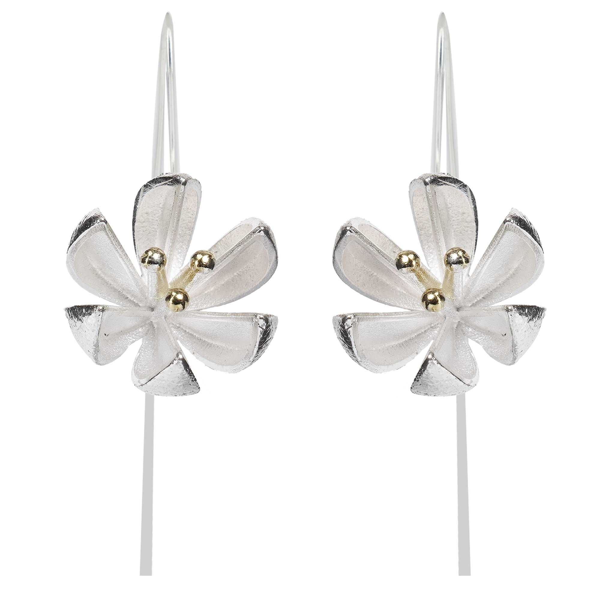 MIZORRI 925 Sterling Silver Earrings For Girls & Women | Hypoallergenic Open Flower Bud Dangle Earrings | Handmade, Secured With Hook Ear wire Dangle Silver Earrings (B09DYHJPQH) Amazon Price History, Amazon Price Tracker