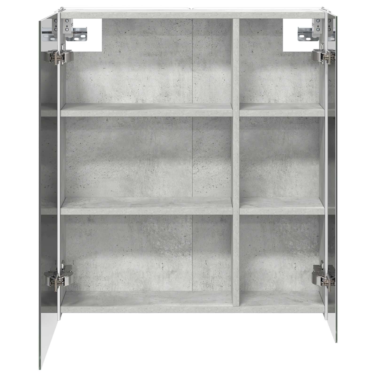 Szafka łazienkowa z lustrem betonowym, szara, 63,5 x 15,5 x 70 cm, materiał drewnopochodny z oświetleniem LED, montaż na ścianie, regulowane regały, miejsce do przechowywania, nowoczesne