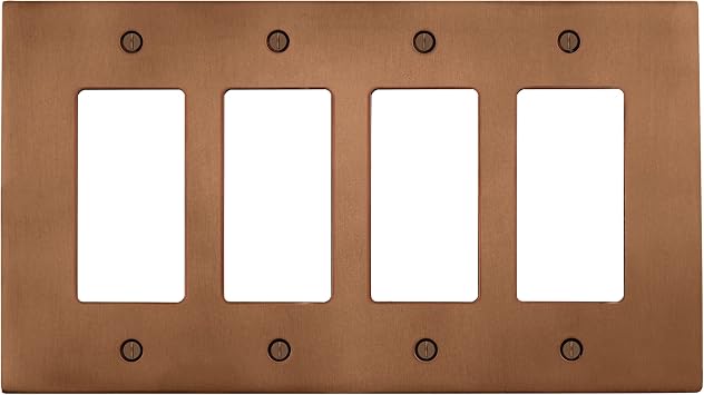 Antique Cooper SWITCH HITS Quad Decorator Wall Plate | 4 Decorator | 8.25" w * 4.50" h | Modern Electrical Outlet Cover Collection | Quality Switch Plates For All Configurations