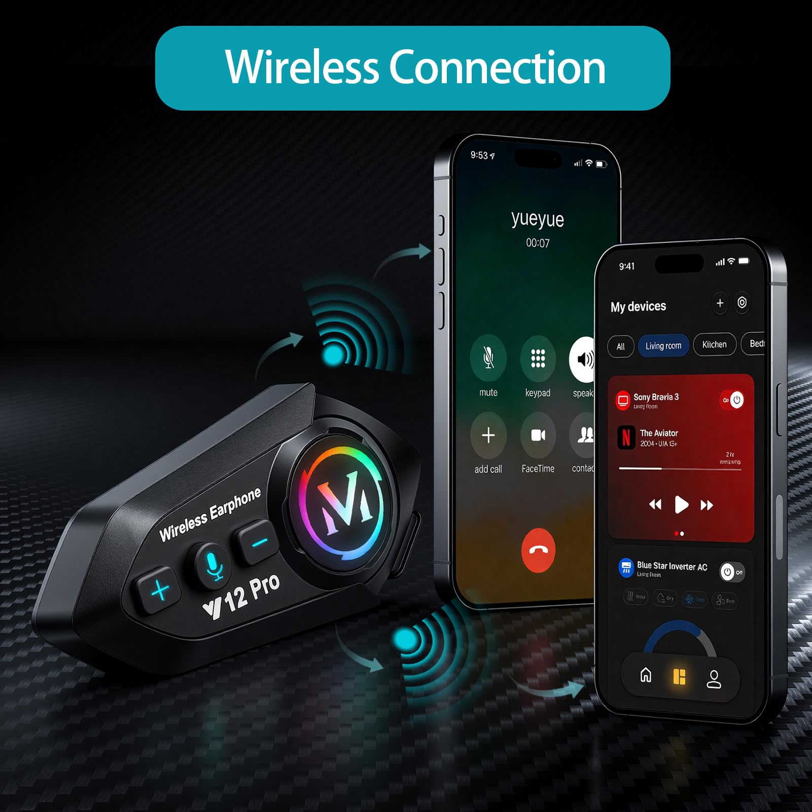 Auriculares para Casco, Altavoz Inalámbrico con Cancelación de Ruido, 20 Horas de Reproducción, Resistente Al Agua IPX6, Ideal para Ciclismo y Senderismo, Comunicación hasta 500 (1 Juego)