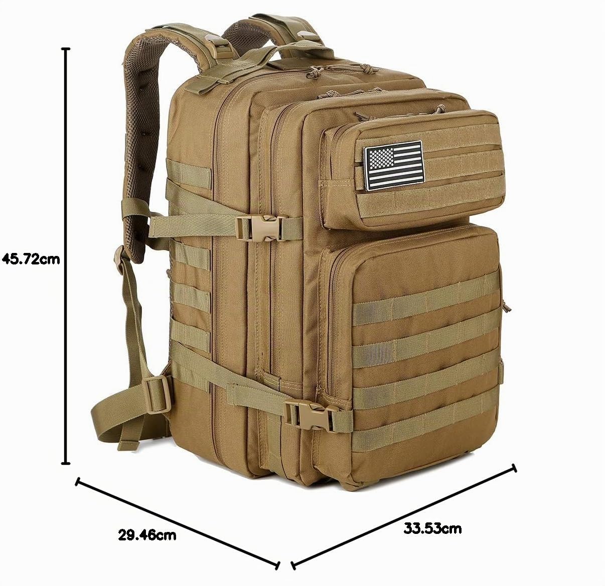 QT&QY 45L Sac à dos tactique militaire Sac d'assaut militaire Molle Grande capacité sac d'urgence Camouflage Randonnée Camping Trekking Sac à dos de chasse