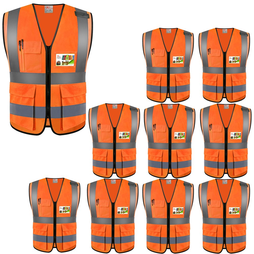 zojo High Visibility Safety Vests With Pockets, Wholesale Reflective Vest for Outdoor Works, Cycling, Jogging, Walking,Sports - Fits for Men and Women