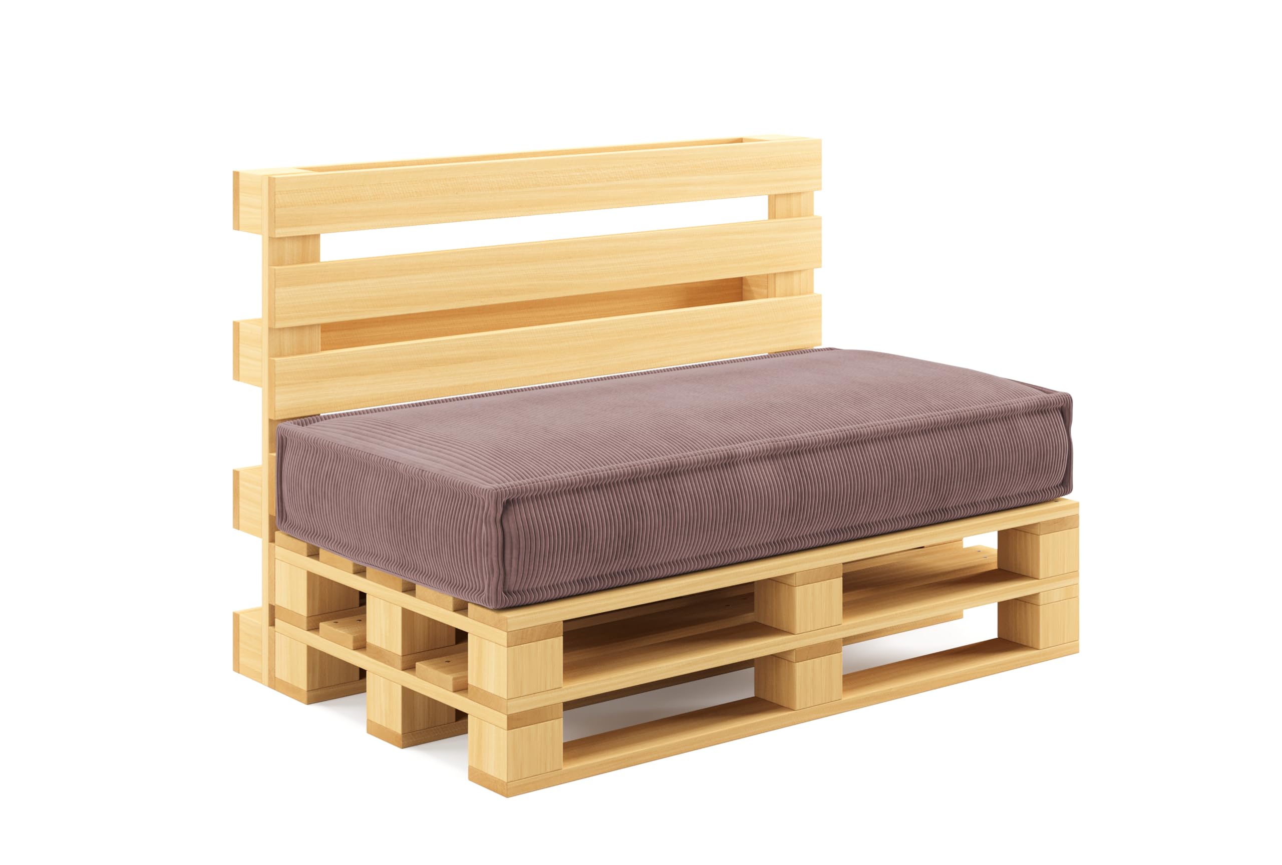 chilly pilley® Elegante Palettenkissen aus Cord – Hochwertiges Sitz- & Rückenkissen Set mit modernem Design, Sitzpolster mit Schaumstoffkern & Rückenkissen (Sitzkissen 120x60, Violett)