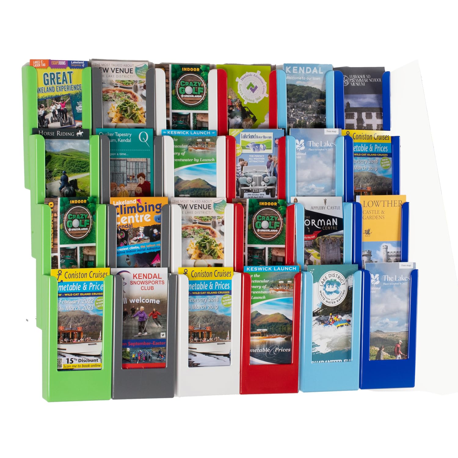 Wonderwall Leaflet Holder | Wall Mounted Leaflet Display & Dispenser | Expanda-Stand System | 12 x 1/3 A4 Coloured Pockets | White | Ideal for Reception
