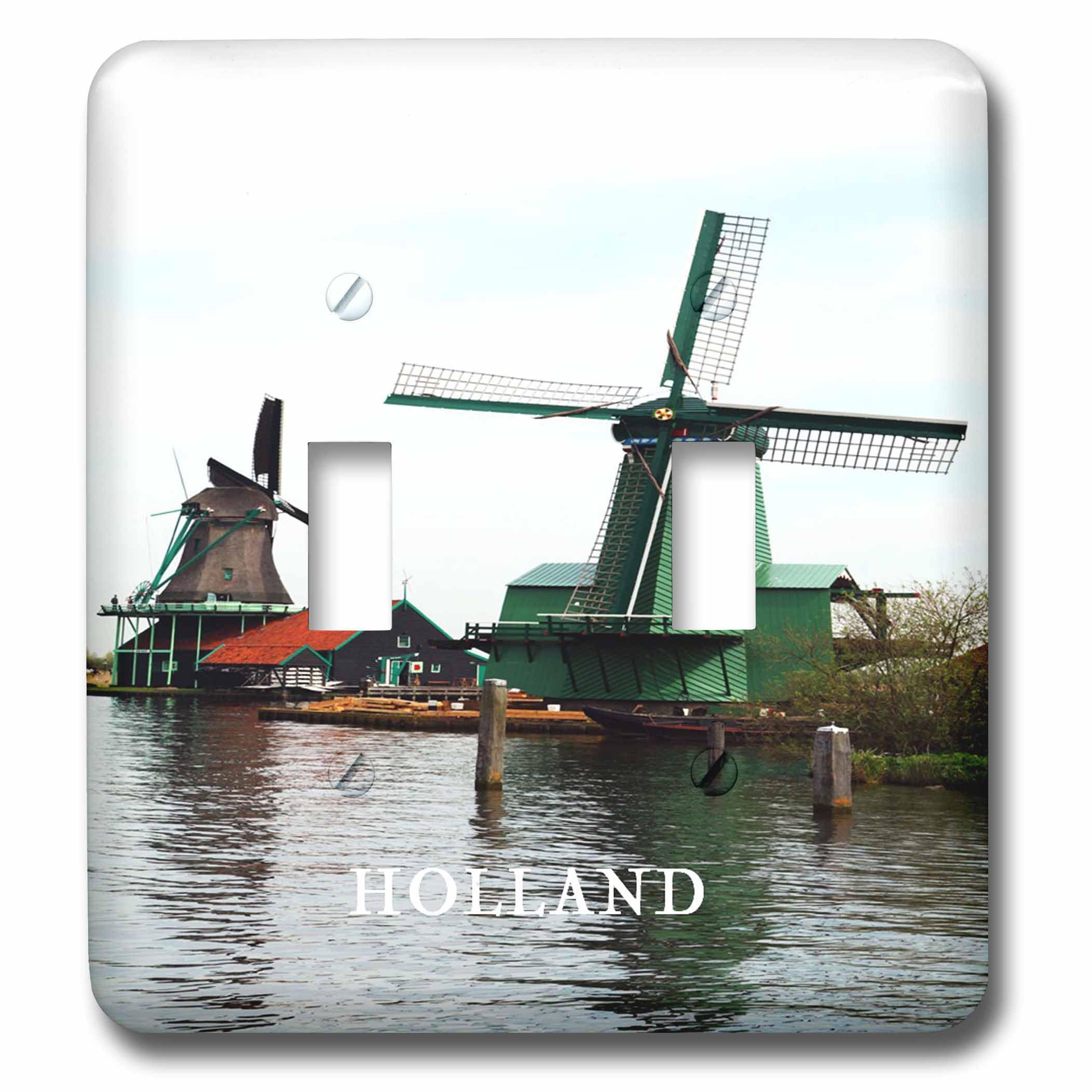 Interrupteur à bascule double Windmills In Holland pour remplacer une plaque murale jaunie