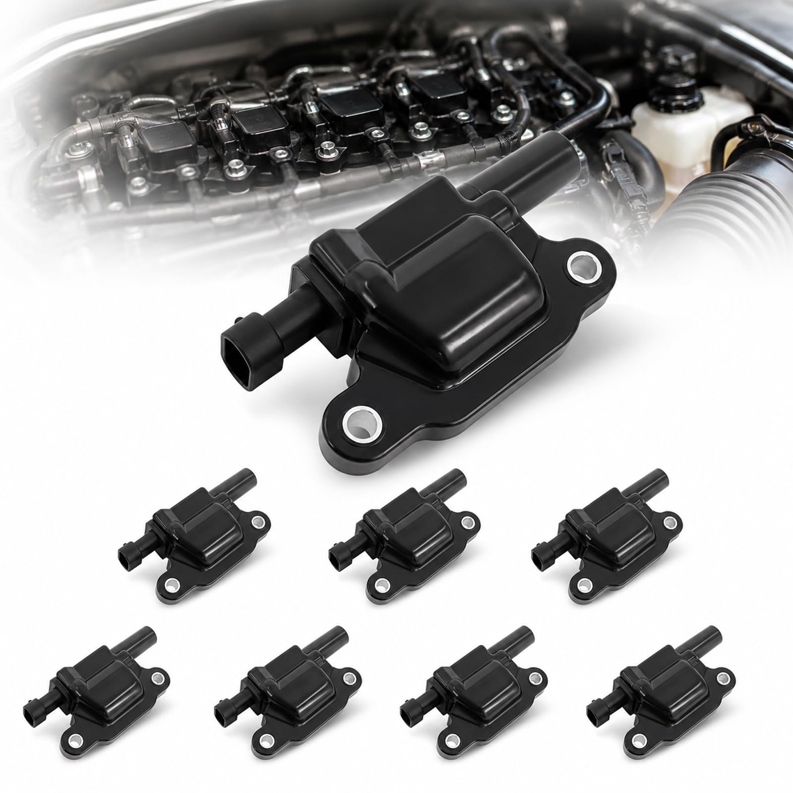 Photo 1 of UF413 Ignition Coil Pack Set of 8 Compatible with Chevy Silverado Suburban Tahoe GMC Sierra Yukon Cadillac Escalade Buick Pontiac Hummer 4.8L 5.3L 6.0L 6.2L V8, Replace # 12611424 12570616 D510C