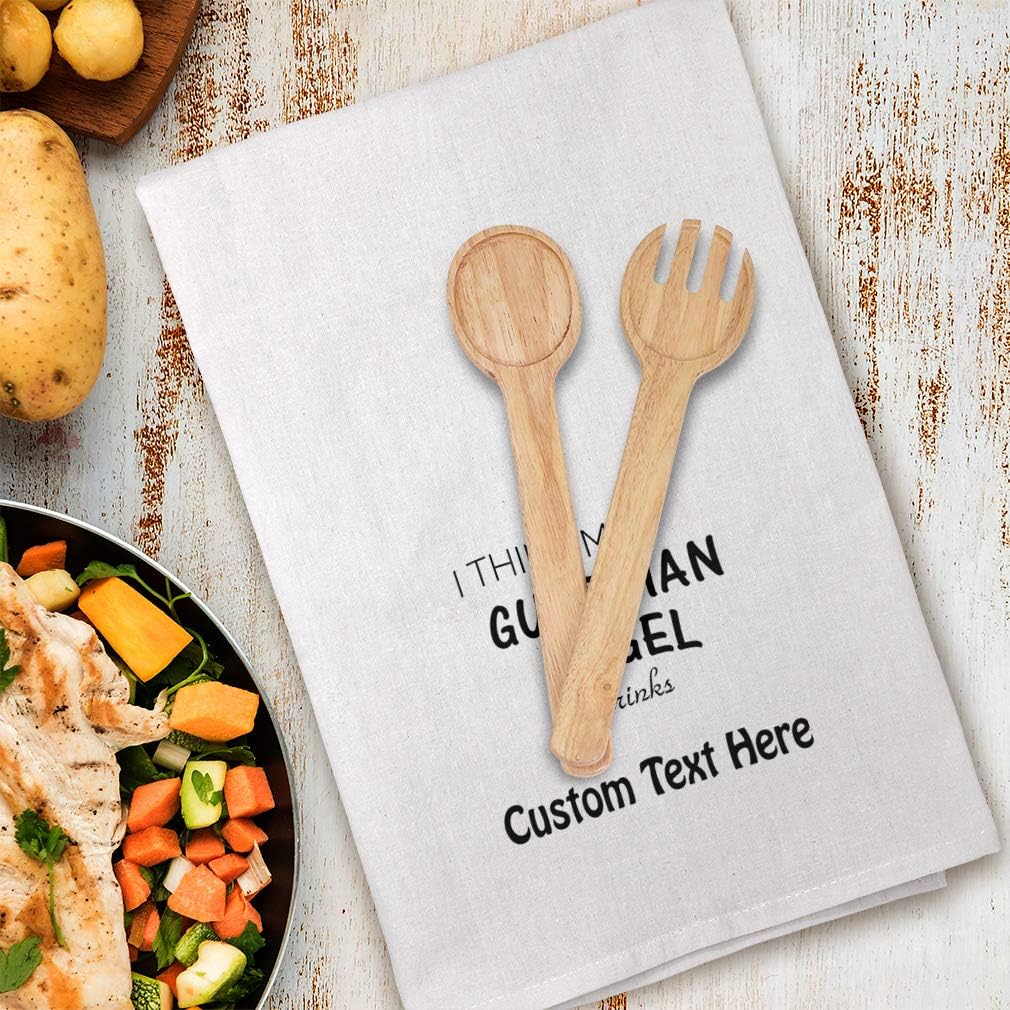 Style In Print Custom Decor Flour Kitchen Towels I Think My Guardian Angel Drinks Funny & Novelty Humor Funny & Novelty Humor Cleaning Supplies Dish Towels Personalized Text Here