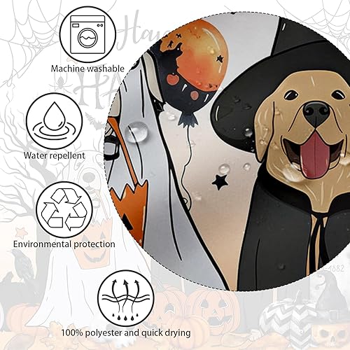 Miniatura 5 de Cortina de ducha de Halloween para baño, divertido disfraz de perro, fantasma, terror, calabaza, araña, murciélago, decoración de baño, tela