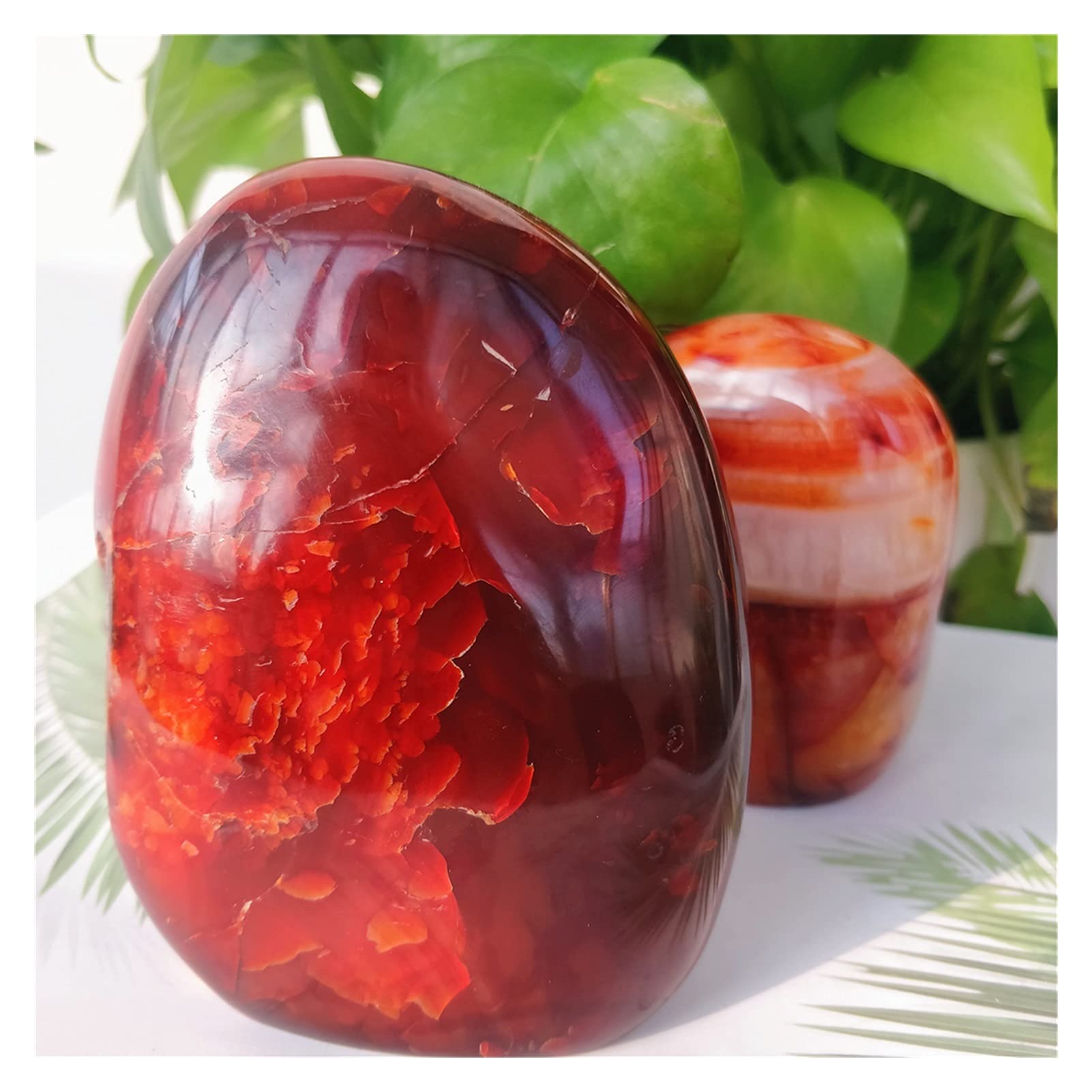 Cristallo Naturale Grezzo Onice Naturale Agata Rossa Pietre di Cristallo Grezzo Lucido Artigianato Decorazione della Stanza Pietra di Palma Decorazione della Stanza (Size : 200-300g)