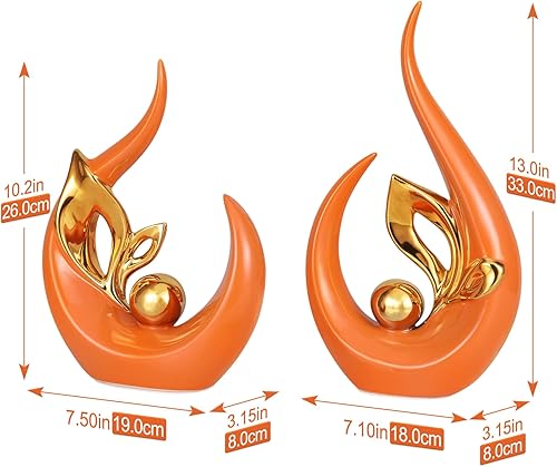 Miniatura 2 de Estatua de cerámica moderna de arte abstracto para decoración del hogar, juego de 2 esculturas decorativas para sala de estar, comedor, oficina,