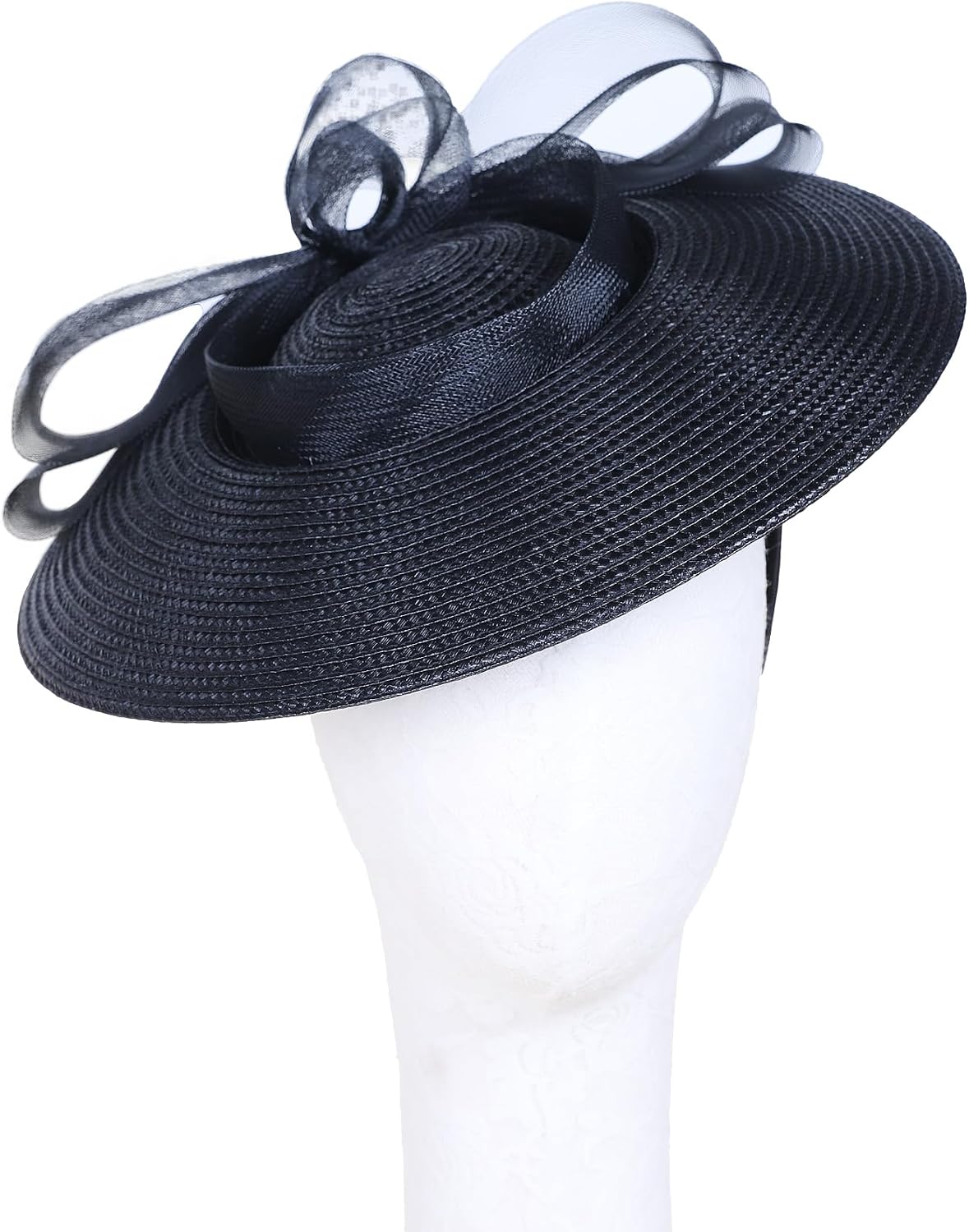 Fascinators Hats for Women Church Dress Hats Tea Party Headwear Wide Brim Fascinator with Clip Headband