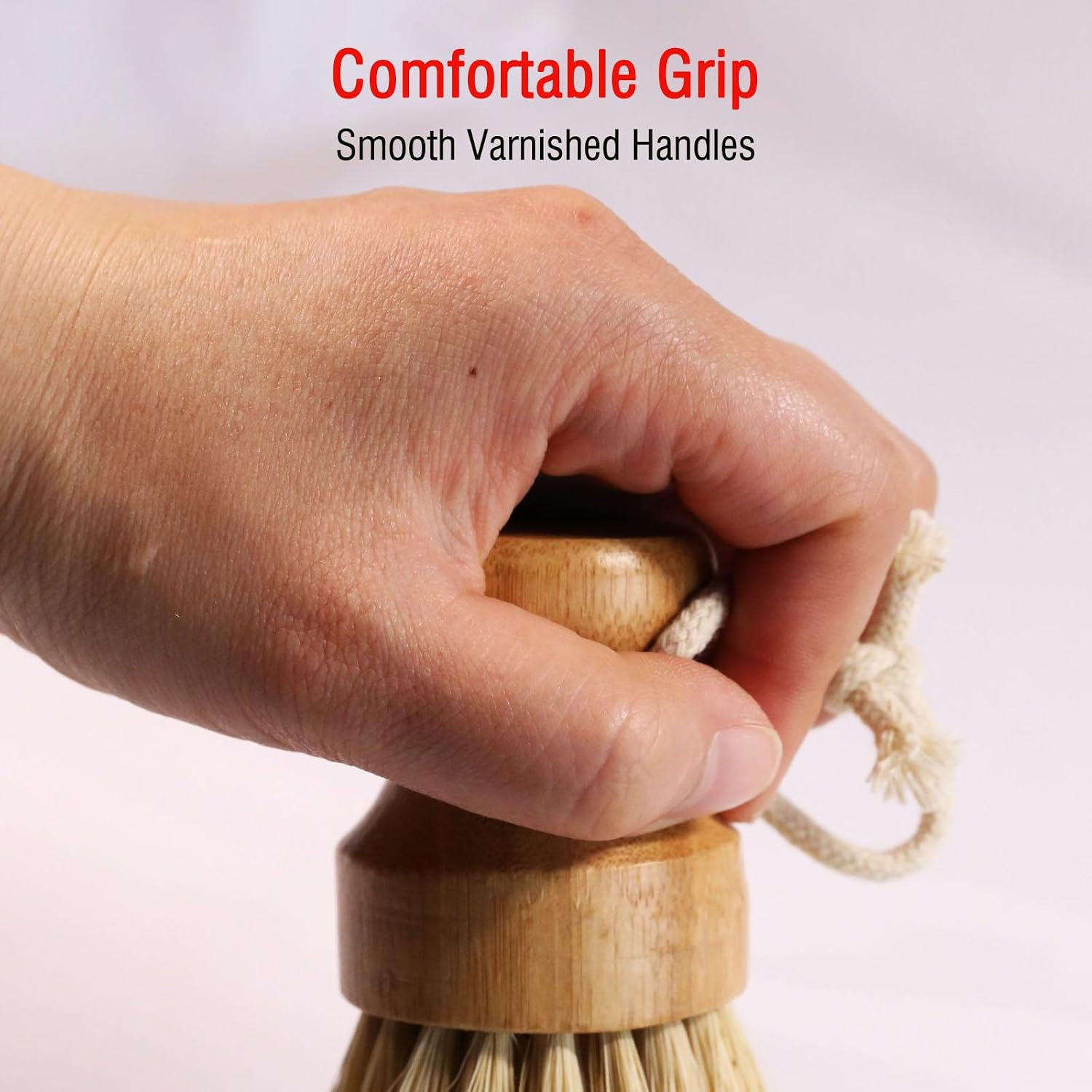 Bamboo Vegetable Brush, Natural Sisal Soft Bristle Kitchen Brush