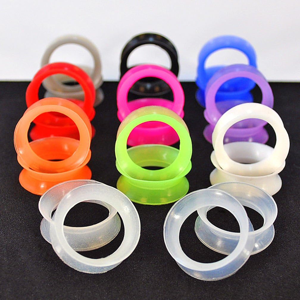 3/4" gauge (18mm) Thin Silicone Ear Skin Flexible Flesh Tunnels Plugs Ear Gauge Earlets Comes with all 11 colors!!