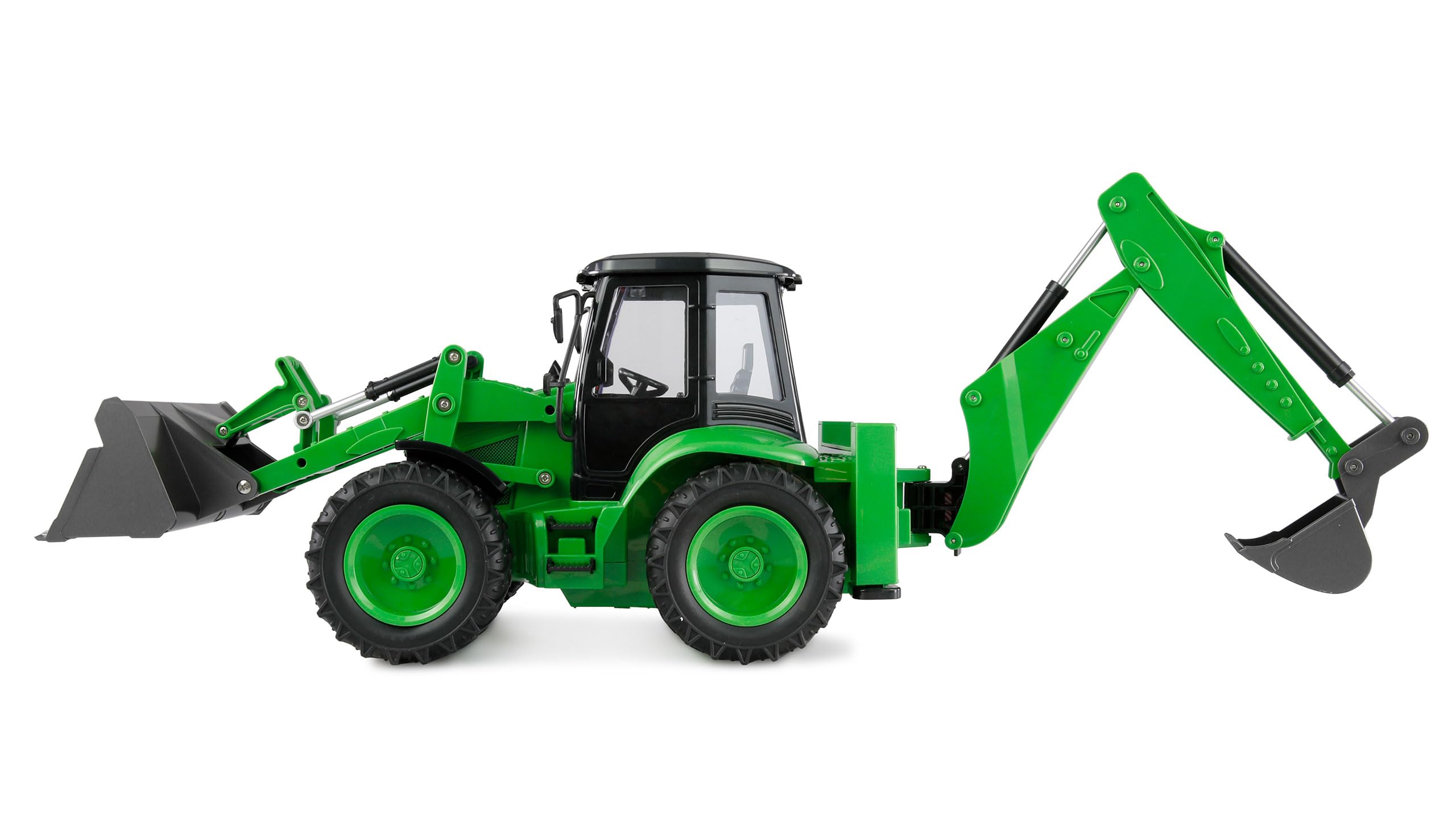 Amewi Retroexcavadora G1401E 1:14 RTR Verde teledirigido RC 2 en 1 Cargador de Ruedas y Excavadora niños 8 años
