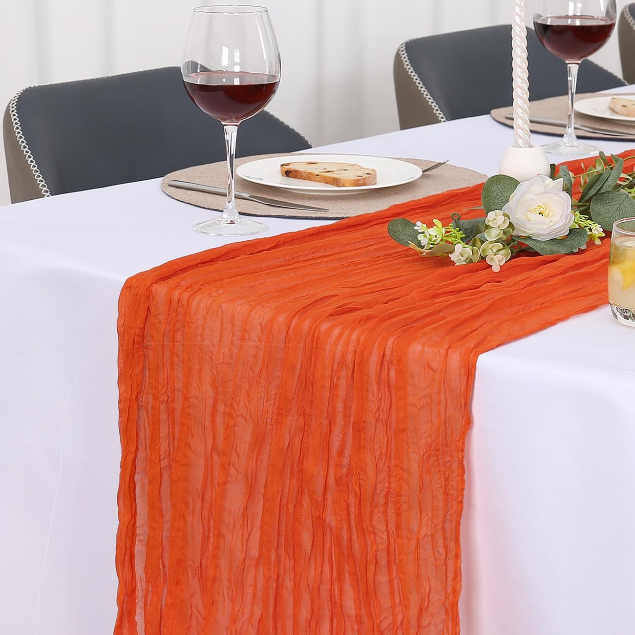 Jumdast käsetuch Tischläufer Boho, Tischläufer Modern Abwaschbar Hochzeit Outdoor Garten Wetterfest Musselin Chiffon Stoff Hochzeitsdeko Taufe Deko Tischdeko