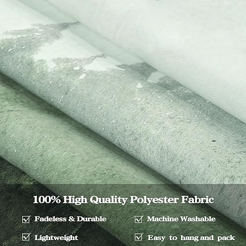 Miniatura 6 de kampdream Tapiz de bosque de montaña, tapiz de pared de paisaje verde salvia brumosa y verde salvia, tapiz de pared, paisaje natural para