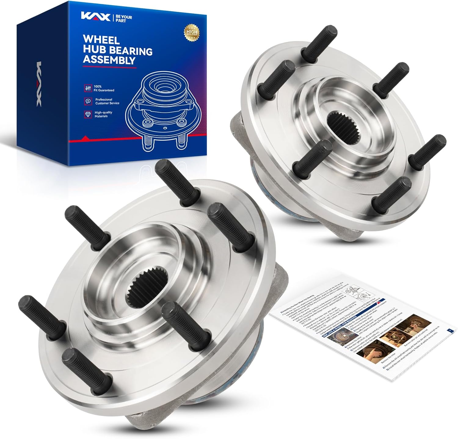 KAX 515125 Pair Front Wheel Bearing and Hub Assembly with 6 Lug W/ABS Compatible with 2008-2010 Infiniti QX56