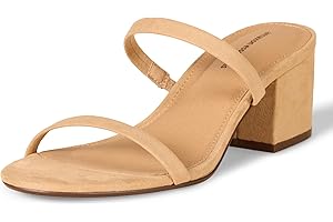 Amazon Basics Women's Thin Two Strap Heeled Slide Sandals