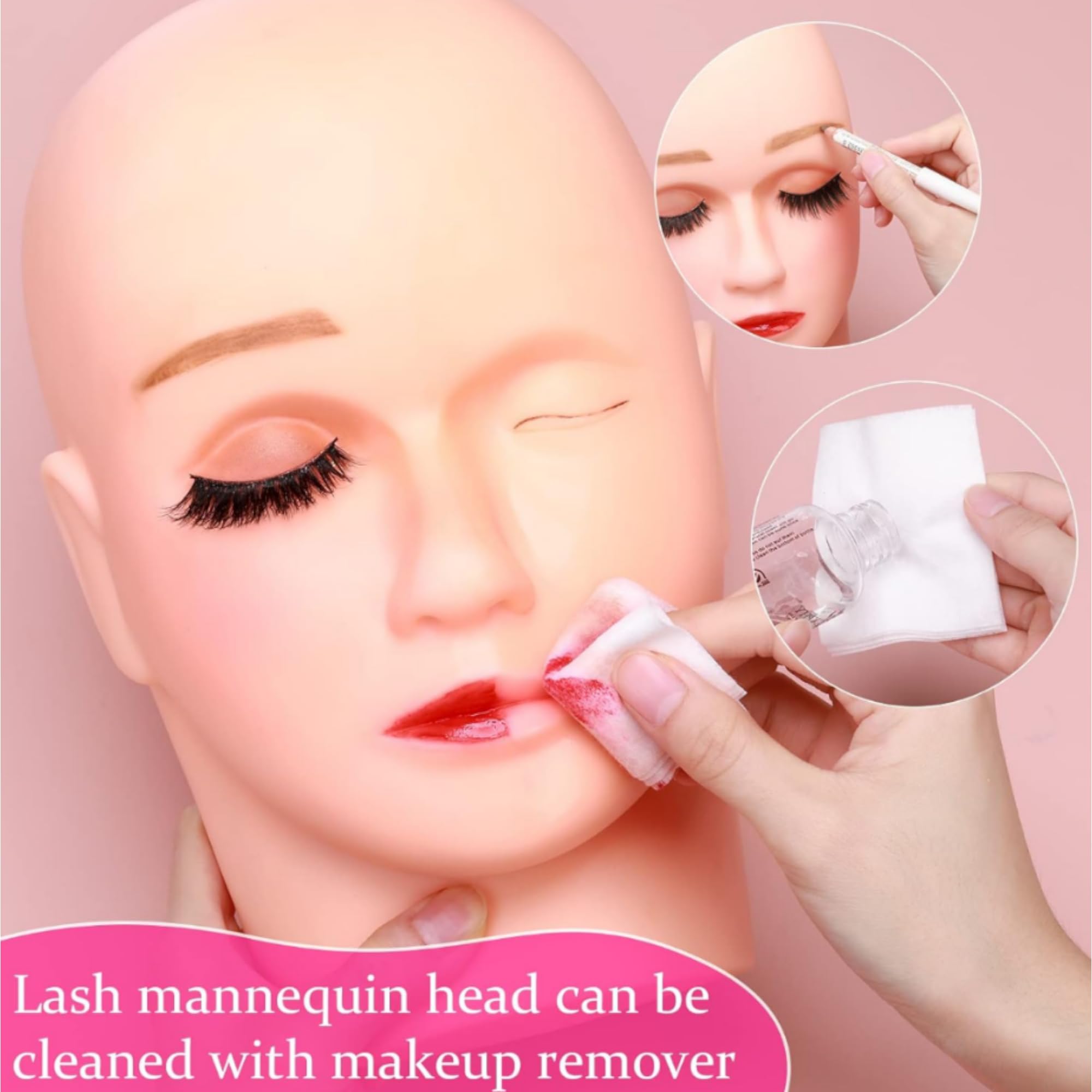 LAVENUST Cosmetology Mannequin Head with Eyelashes - Makeup and Hairstyling Practice Head for Professionals 3