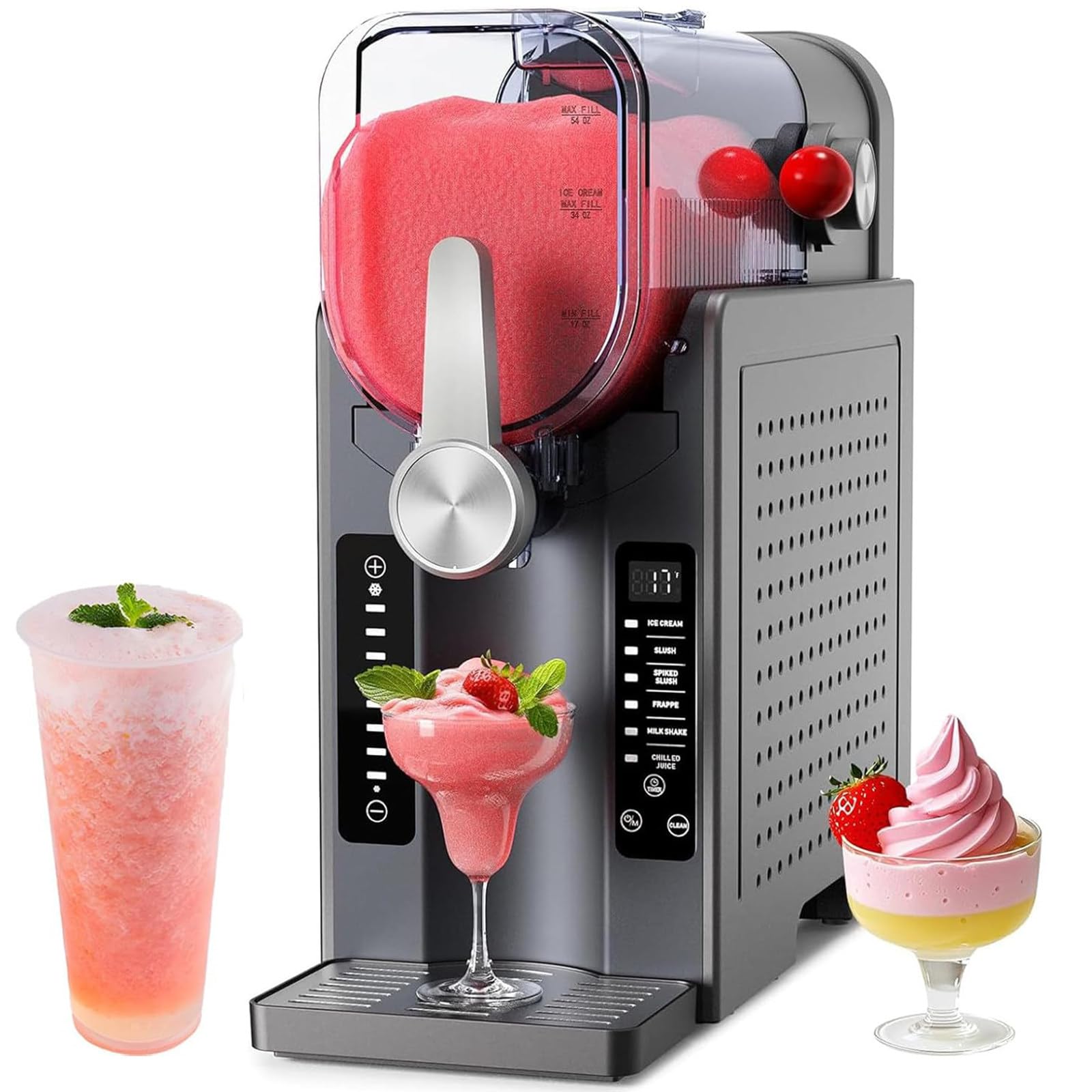 Máquina profesional de granizado con tecnología Quickfreeze, autolimpieza, 6 programas preestablecidos, bloqueo infantil, para granizados, margaritas, cócteles