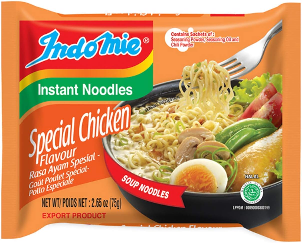 Mi Goreng Instant Stir Fry Noodles, Halal Certified, Chicken Rasa Flavor 30 Count (Pack of 1)