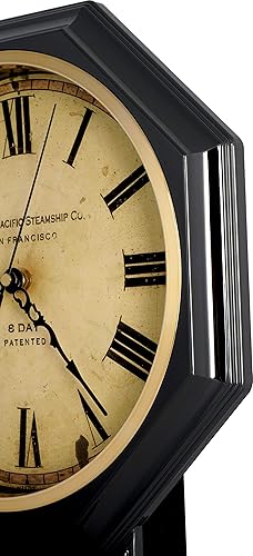 Miniatura 3 de JUSTIME Reloj de pared tradicional con regulador romano clásico de Schoolhouse, reloj de pared con péndulo y campanilla Westminster cada hora,