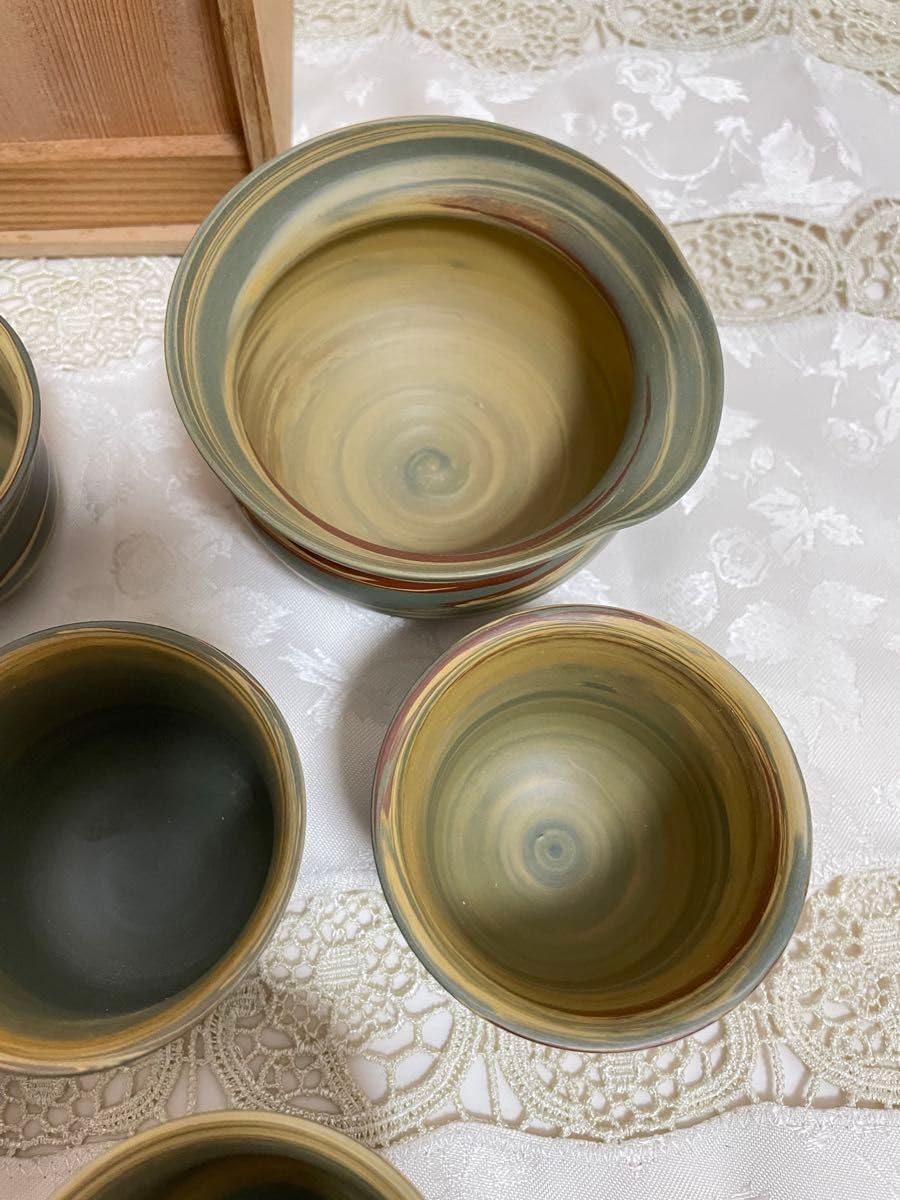 ⑭備前焼 宝瓶 登り窯 柘榴 ザクロ 4角 手びねり 急須 桐箱. Y