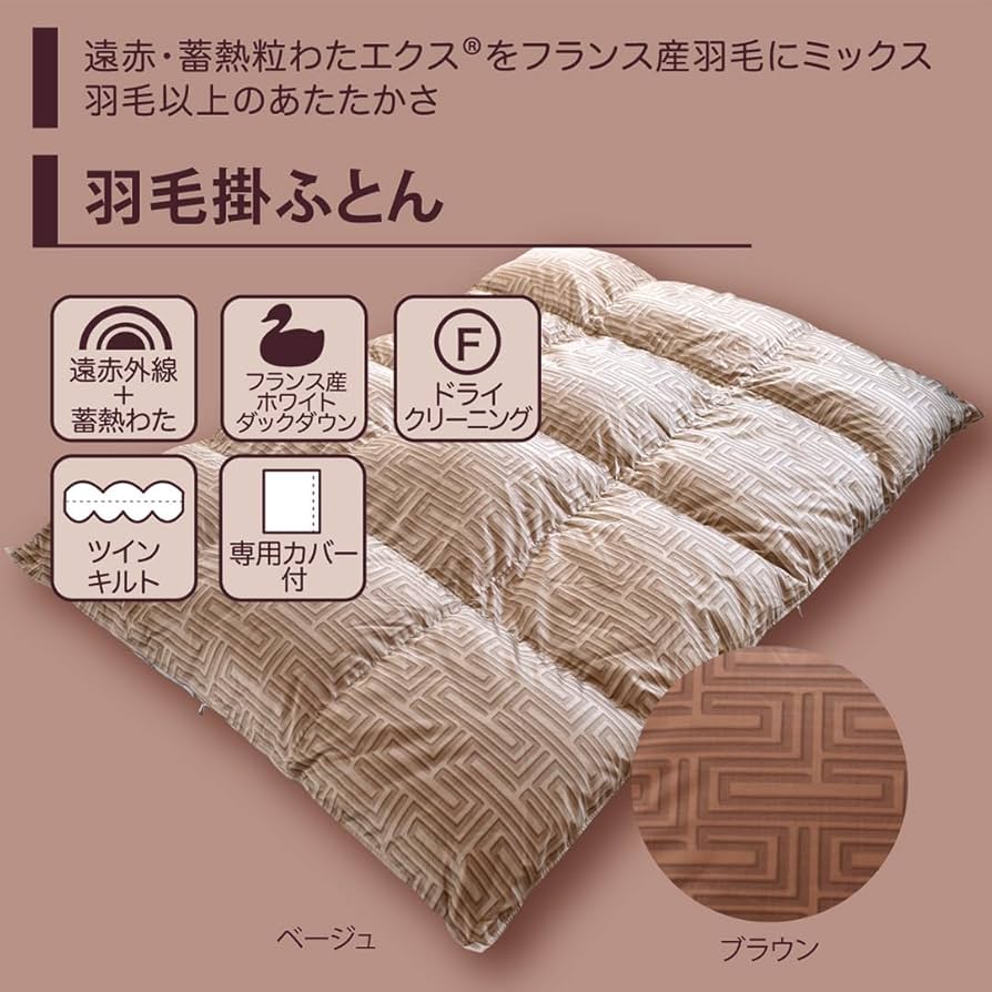 【未使用品】暖暖爽快　遠赤外線　健康寝具　羽毛　掛け布団シングル Amazon｜【 医薬品会社の 遠赤外線 寝具 】暖暖爽快 Luxury