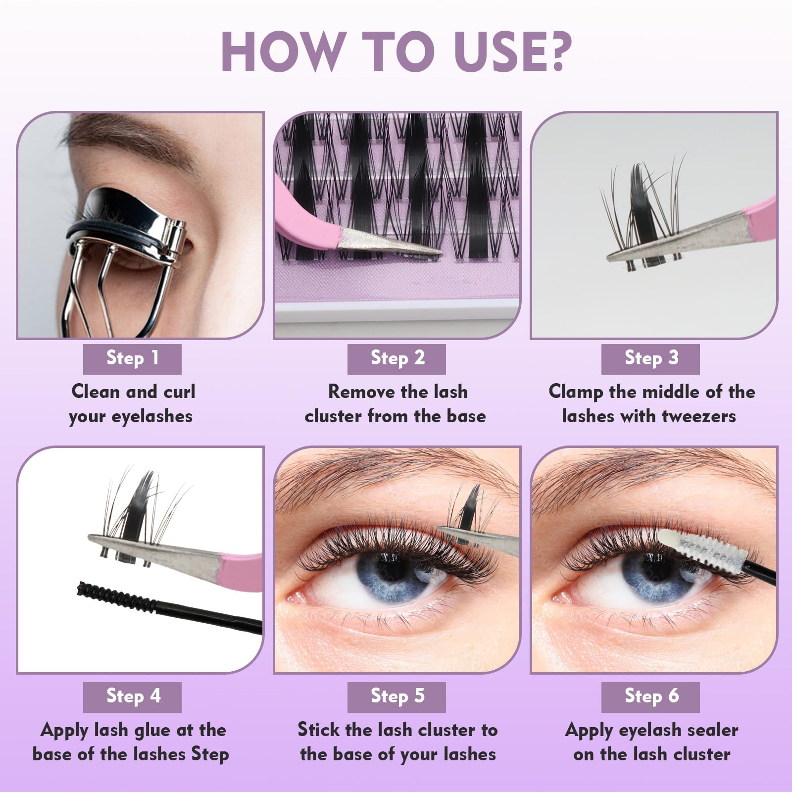 VEGCOO Faux Cils Individuels Noirs 8-16mm C Curl, Extension Cils Kit Style Manga Volume, Cluster Lashes Bande Transparente Invisible avec Outils