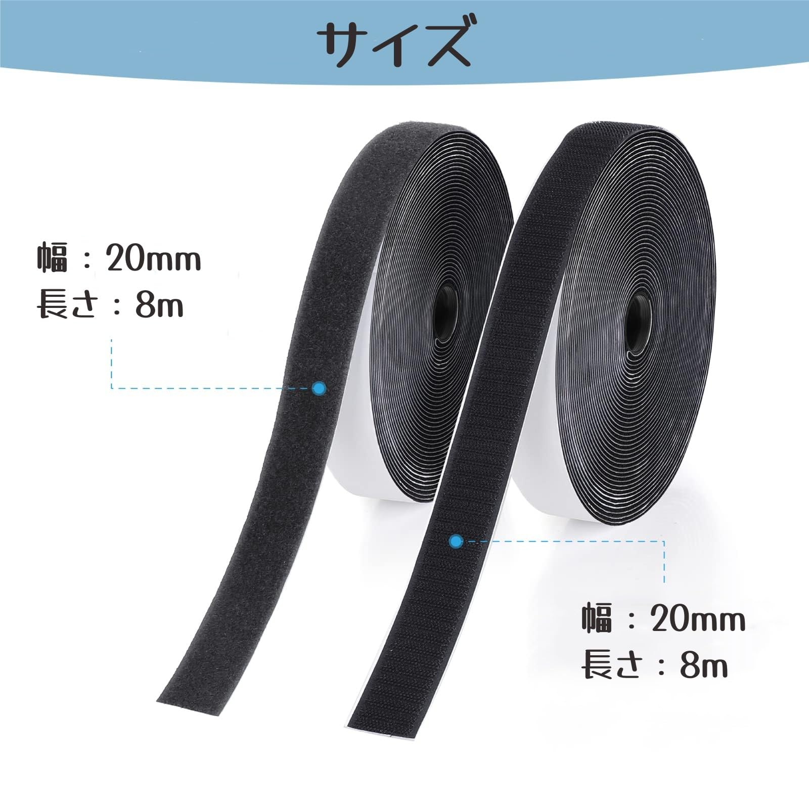 Amazon.co.jp: 面ファスナー 両面テープ付き 超強力マジック貼付テープ 