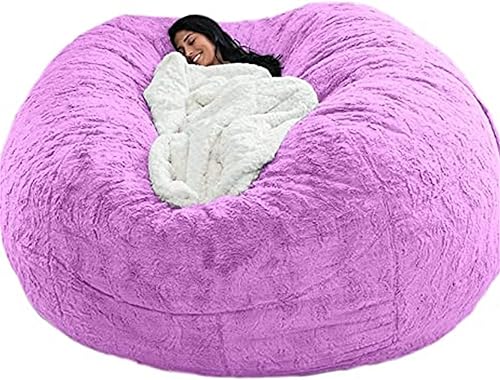 Miniatura 10 de Puf gigante de 5678 pies para adultos, grande, redondo, suave, esponjoso, de piel sintética, funda para sofá cama, cómoda para dormitorio, lavable a
