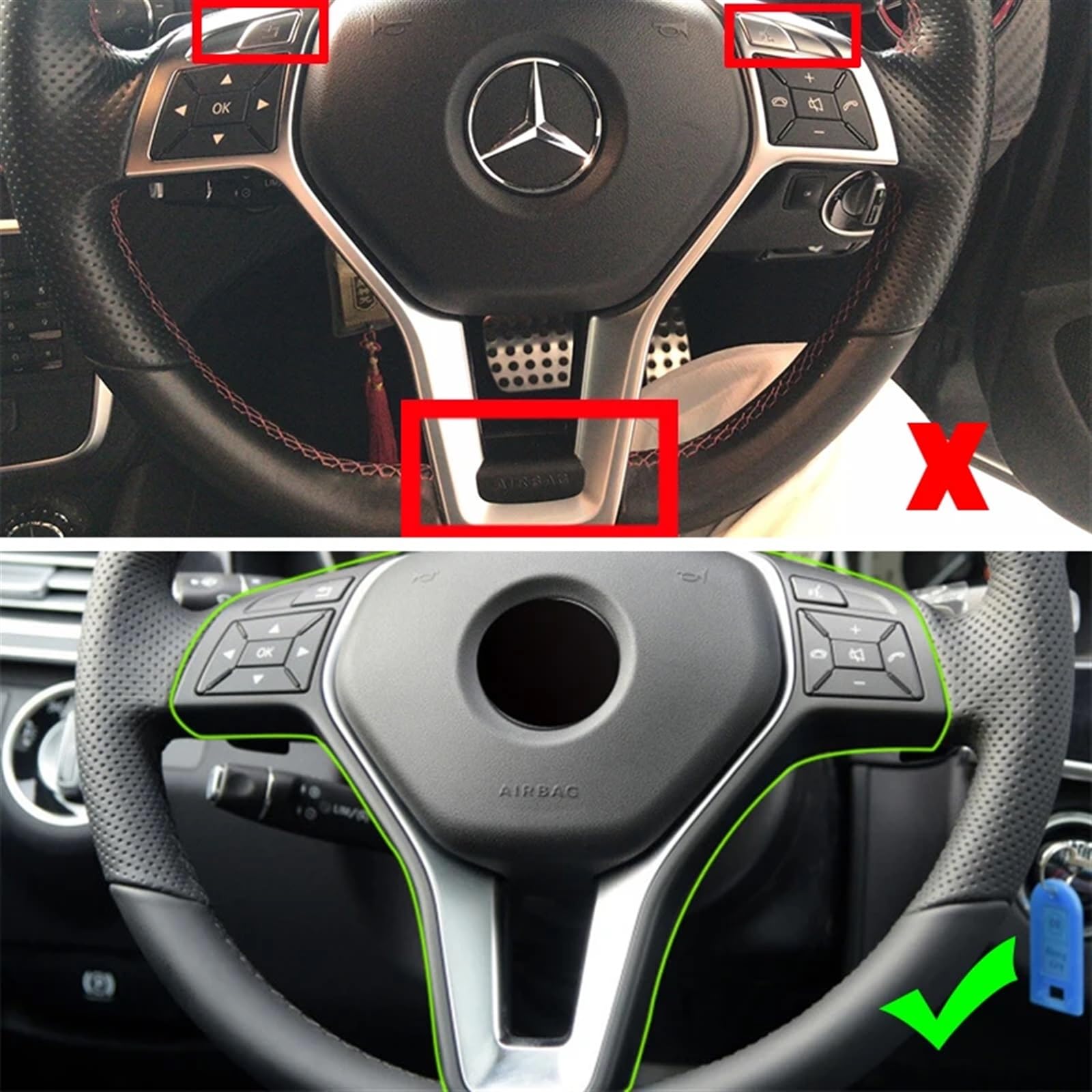 Car Steering Wheel Panel Frame Cover Trim Fit For Mercedes Benz B E CLA GLA GLK Class W212 W246 W117 W207 W218 X156 Osłona ramy kierownicy(Carbon Texture)