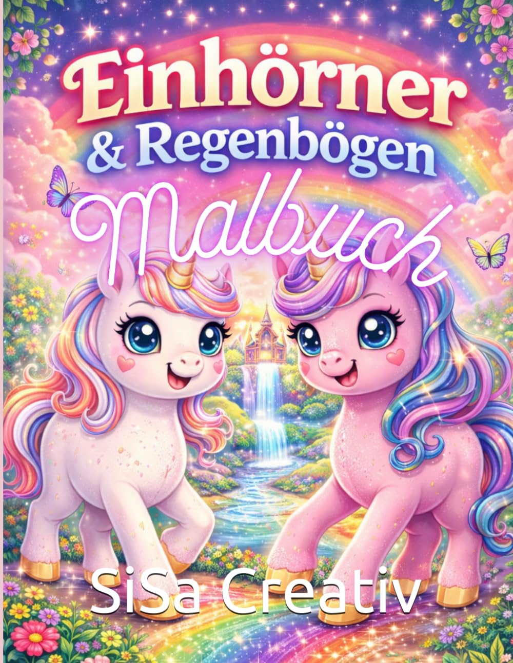 Einhörner & Regenbögen Malbuch: Fantasievolle Ausmalbilder für Kinder ab 3 ahren mit Einhörnern, Wolken, Sternen und Regenbogenwelten