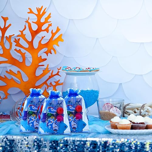 Miniatura 6 de Capoda Juego de 84 piezas de recuerdos de fiesta de tiburón para 12 pulseras de silicona, sellos, llaveros, pulseras de aplaudir, calcomanías de