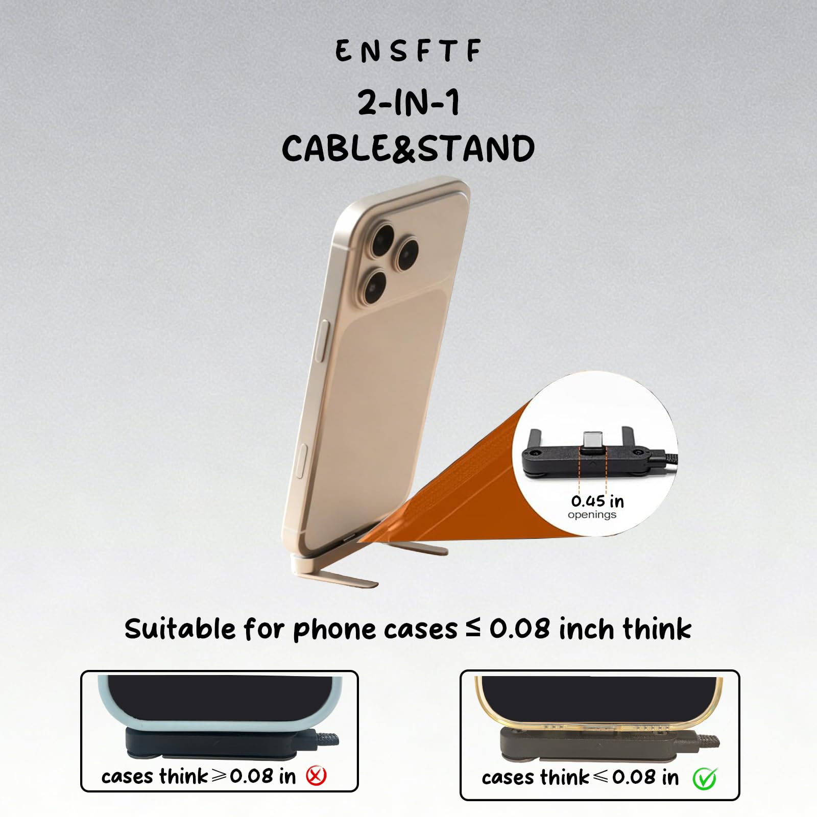 Cavo di ricarica piatto per telefono con supporto regolabile per telefono, angolo retto di 90°, cavo di ricarica rapida da 240 W, cavo di ricarica PD 3.1 intrecciato per iPhone 15, Samsung Galaxy