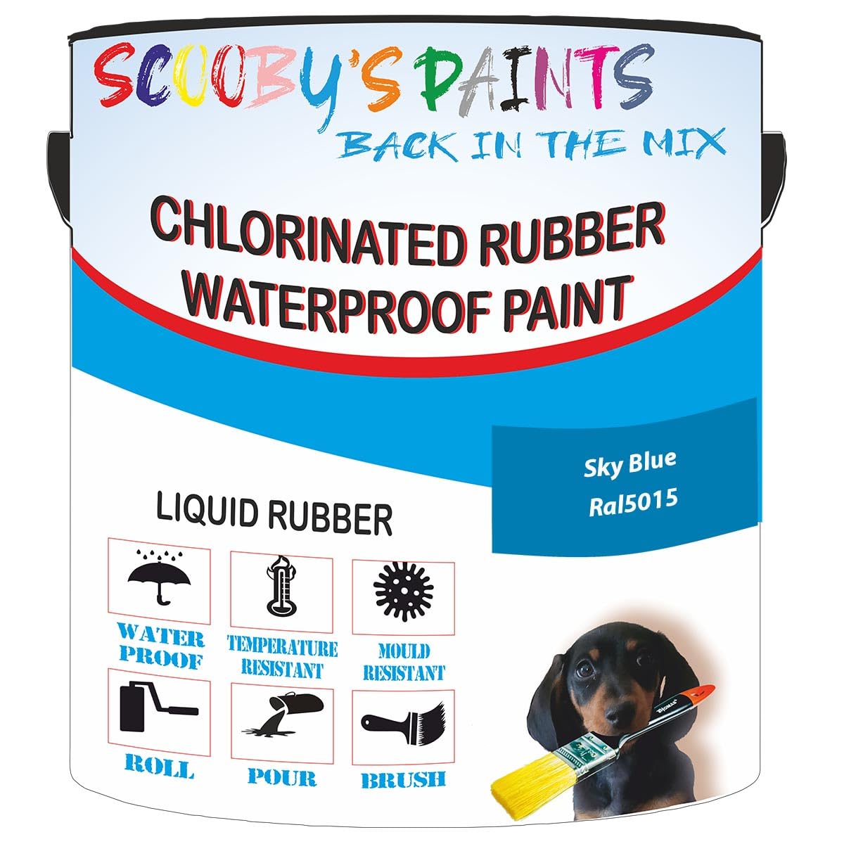 Scooby's Paints Chlorinated Rubber Waterproof Paint, Liquid Rubber 2.5 Litre (Sky Blue)